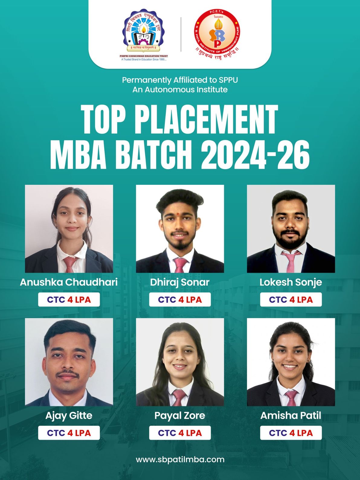 Top placement 2024-26, SBPIM